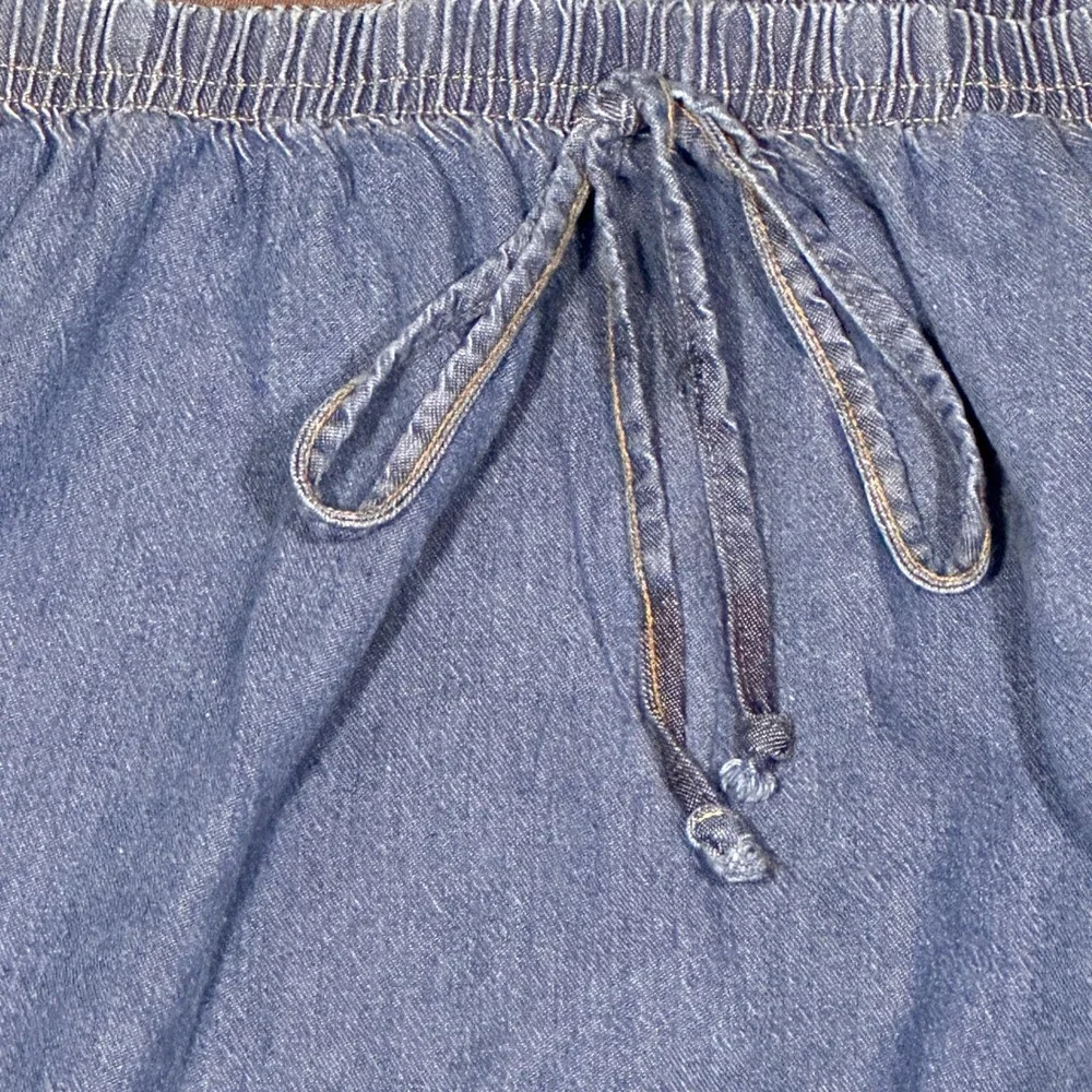 1990s Better Than Basic Denim Medium Maxi Skirt  Blue Modest Side Slit‎ Pockets
